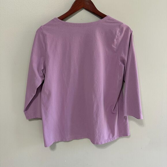 J. Jill Womens Forward Seam 3/4 Sleeve Tee Purple Size Medium Petite Shirt - Picture 3 of 3